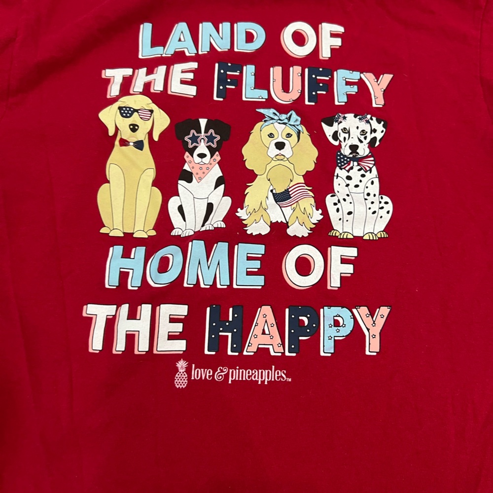 Red Graphic Tee with Dog Print